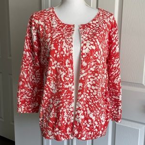 Talbots floral orange cardigan sweater size L